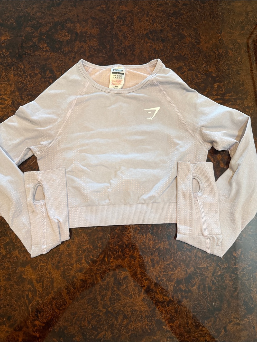 Gymshark women’s Lavender Cropped Long-Sleeve Active Top
